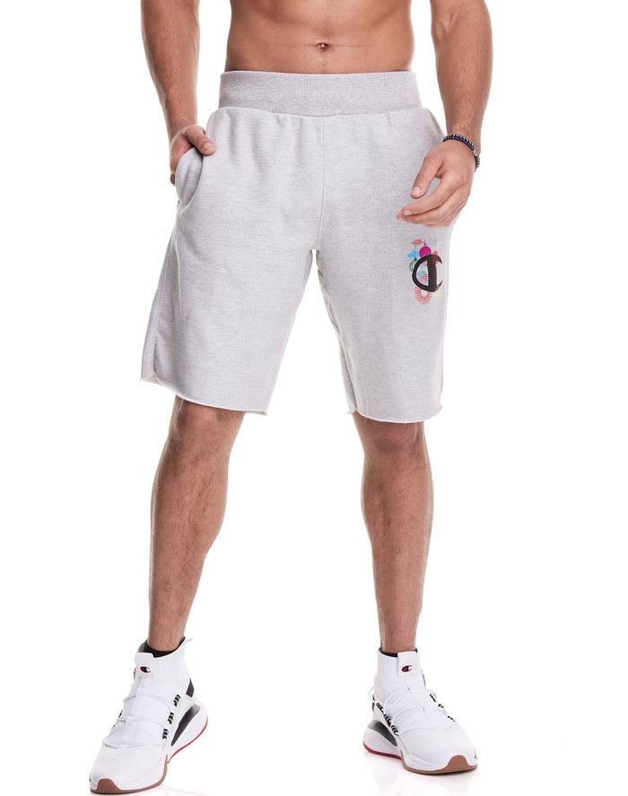 Champion Mens Shorts NZ - Reverse Weave Cut-Off Lunar C With Lanterns Grey ( 4709-RAEPV )